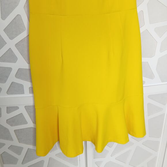 Lark & Ro Yellow Sleeveless Ruffle Hem Dress Womens 8 Work Office Career Casual - Picture 4 of 14